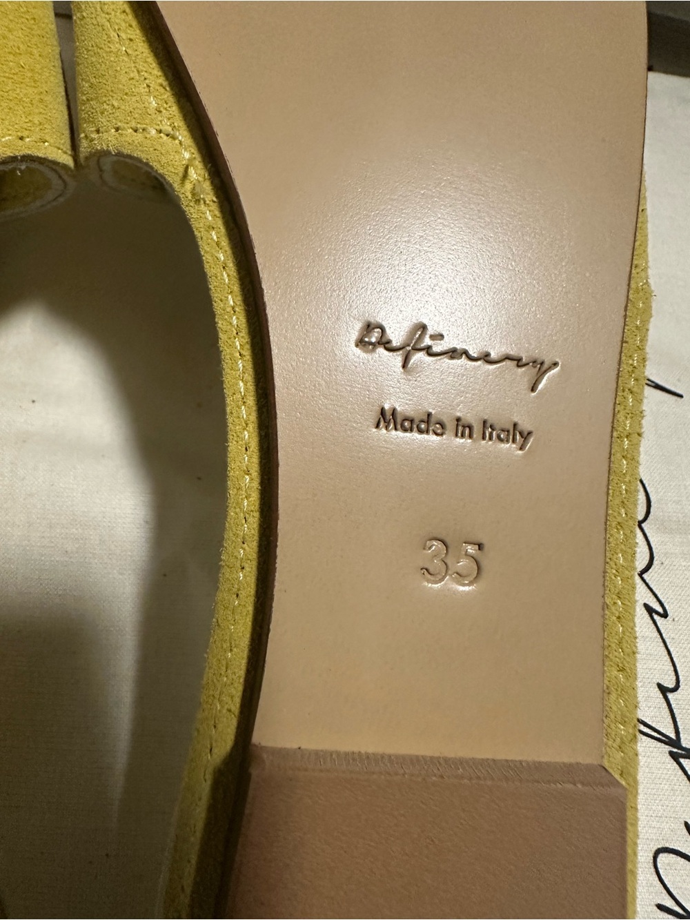 Definery pale Yellow loop open Leather Slide Sandals 35 made in Italy slhoes New - Picture 10 of 16